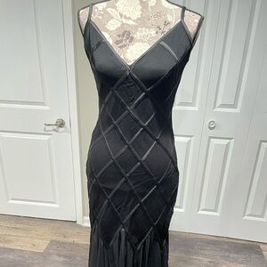 Pre-loved body con black evening gown.